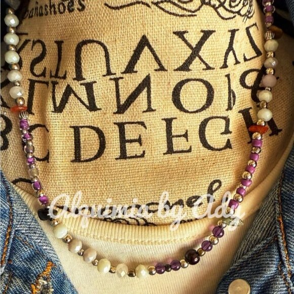 Alquimia Purple and White Beaded Necklace - Picture 1 of 1